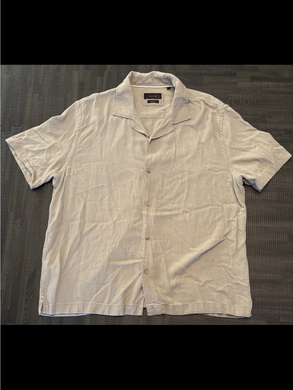 Porter & Ash Men’s Large Linen Blend Button Down Shirt Beige Short Sleeve